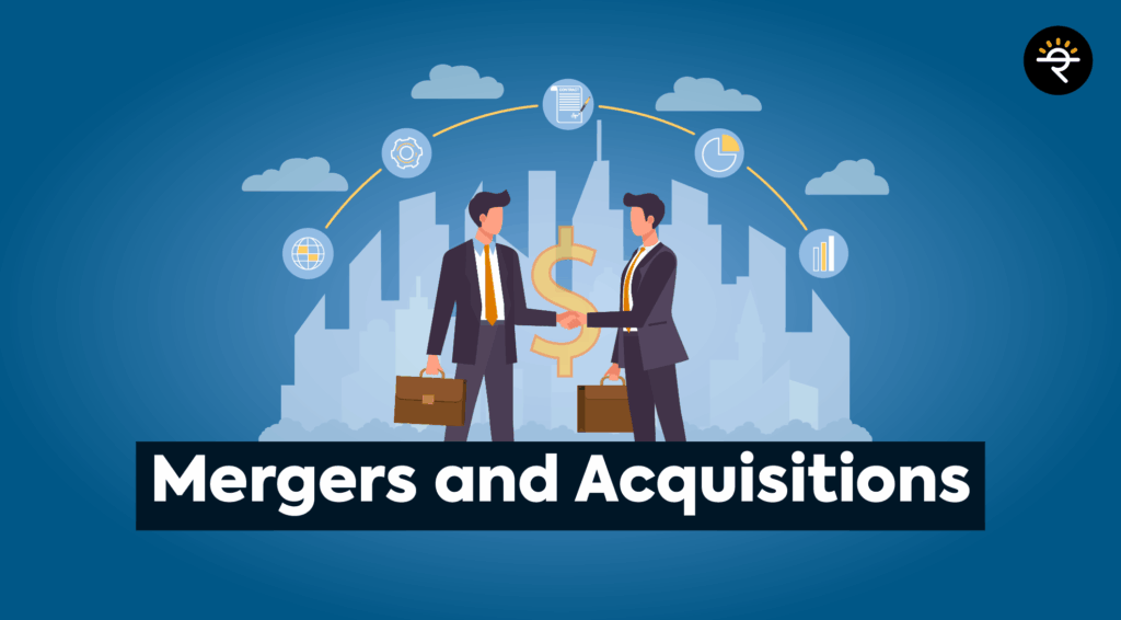 Guide cover for mergers and acquisitions, showing the process and main steps in business deals.