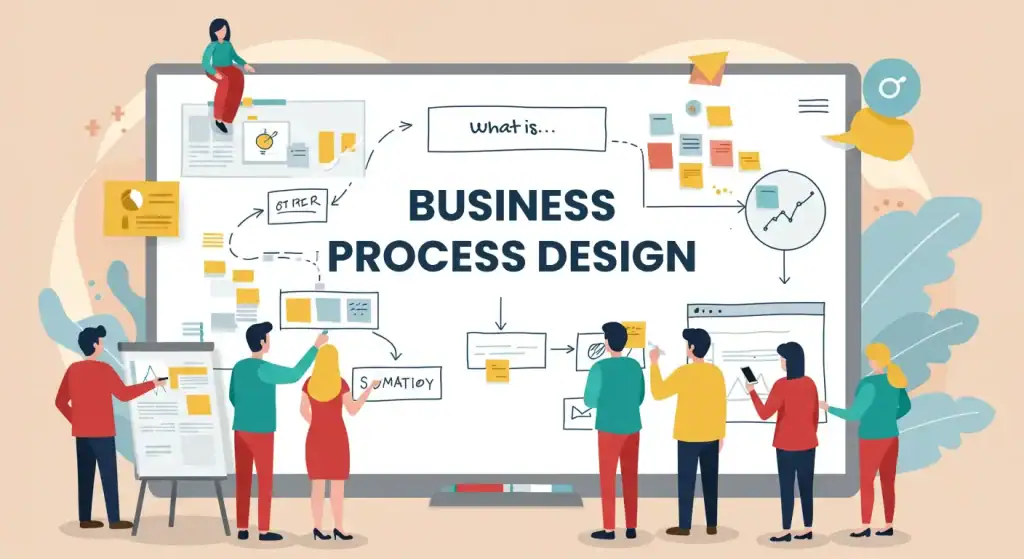 employees and leaders working on the business process design
