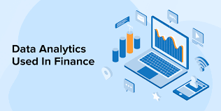 Financial data analytics tools and charts showing financial trends in a professional setting.